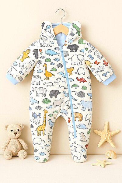 DeKuBaby Yeni Sezon Minik Sevimli Orman Hayvanları Desenli Yenidoğan Erkek Be...