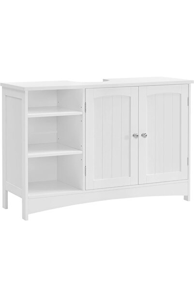 VASAGLE Bathroom vanity cabinet, with 2 doors and an open compartment, 90x30x60cm, white