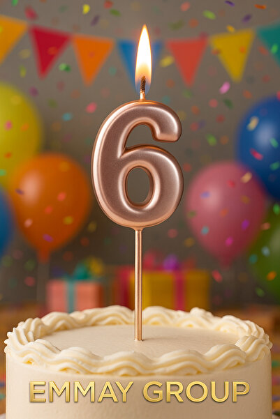 Orca Süs 6 Yaş Rakam Mum Rose Gold, BÜYÜK BOY, 14,5cm, Doğum Günü, İyi ki Doğdun