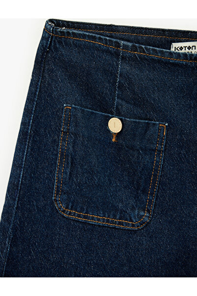 Koton Ψηλόμεσο τζιν παντελόνι με λεπτομέρεια τσέπης, άνετο και φαρδύ - Culotte Jeans