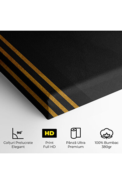 Arthub Canvas Painting, Bedroom And Living Room, Abstract, Black Lines On Gold