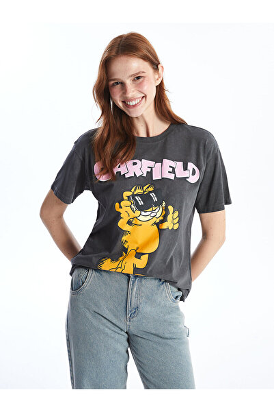 LC Waikiki Bisiklet Yaka Garfield Baskılı Kadın Tişört