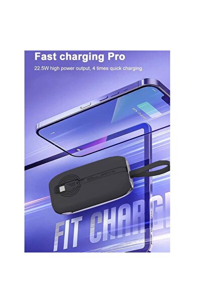 Smartlink SL3885FPB 10000MAh Portable Power Bank, 22.5W Fast Charging Built-in Type-C and Lightning Cable