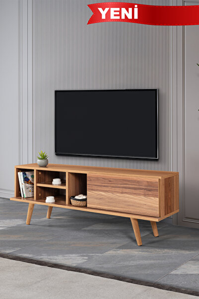Evmo Home 3332 Ela 130 Cm ( AHŞAP AYAKLI ) TV Ünitesi , Söğüt , Tv Sehpası , ...