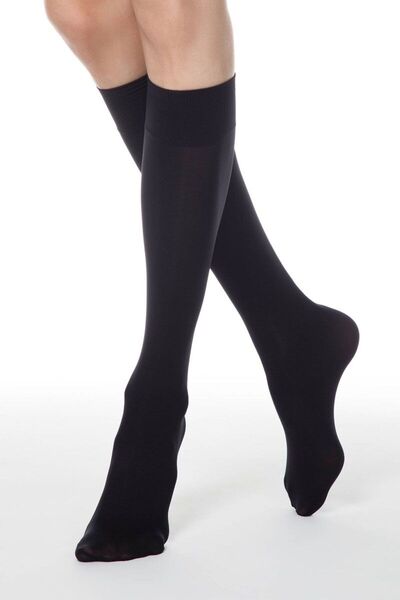 Conte Elegant Women's 3/4 length socks, Microfiber 50 Den - Nero, 36-39 (23-25)