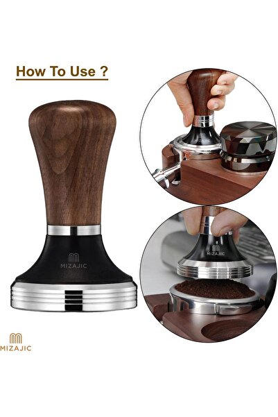 MIZAJIC 54mm Coffee Tamper - Stainless Steel Base & Rosewood Handle for 54mm Portafilters