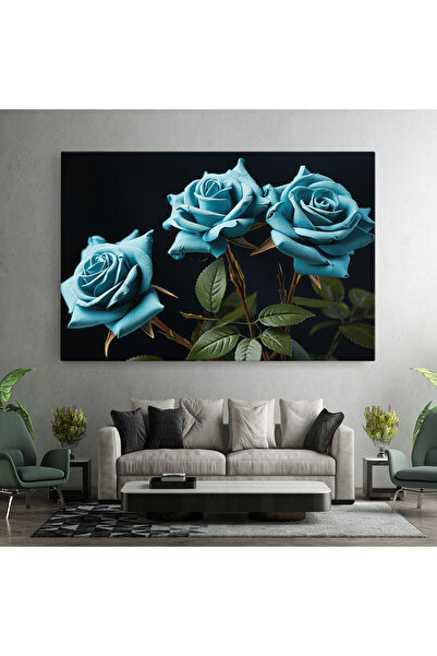 Arthub Canvas Painting, Bedroom And Living Room, Flowers, Blue Roses