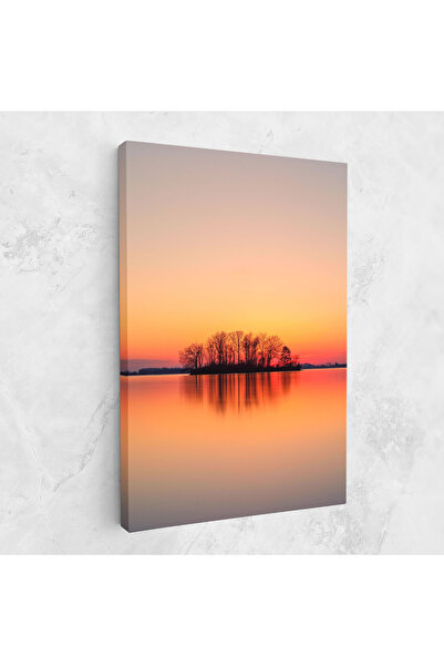 Arthub Canvas Painting, Bedroom And Living Room, Landscapes, Tree Sunset Lake