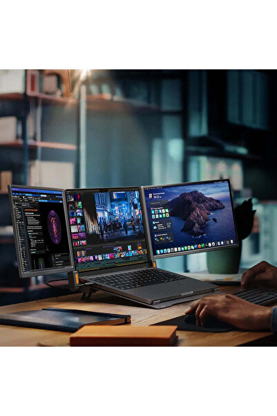 Powerology Portable Dual Screen Monitor - Gray