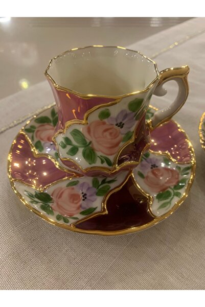 FERMATO 4 Pieces 2-Person Hand-Painted Coffee Cup