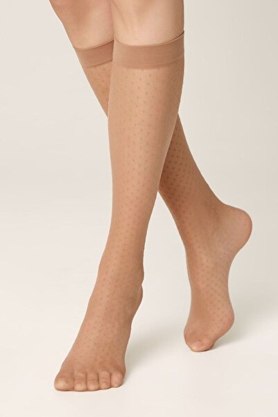 Conte Elegant 3/4 polyamide socks with polka dot mesh pattern, Conte Fantasy Perla - Nero, 36-39 (23-25)