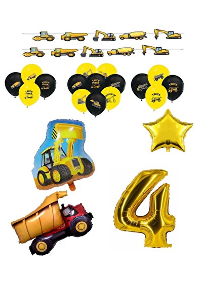İSTOÇ PARTİ Construction Themed Truck Bucket Themed Balloon Set Age 4