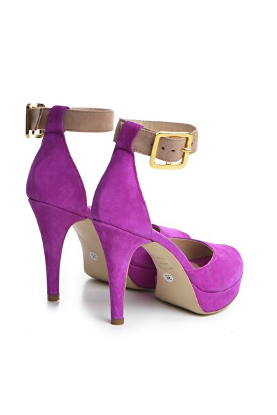 Vanilla Days Baku Suede Low Heel Sandals, Purple, Genuine Leather