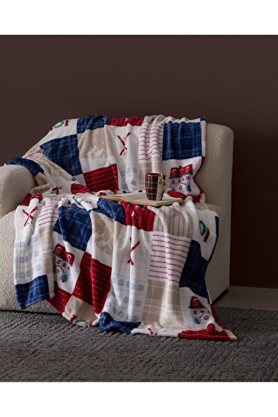 Madame Coco Chevalz Welsoft Printed Tv Blanket - Blue/Red - 130X170 cm