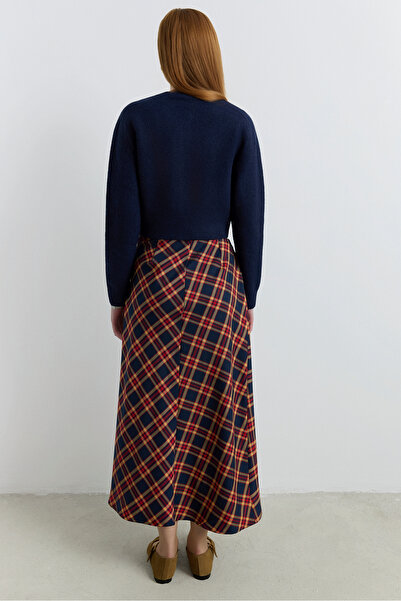 Babushka Large Plaid Midi Skirt