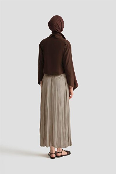 Armine Kırışık Saten Etek 25YH5601 Taş