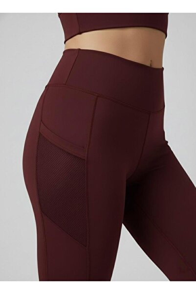 Sortie Women's Mesh Pocket Detail Karyoka Stitched Burgundy Color Diver Tights