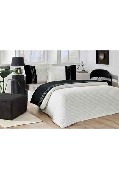Özdilek Ranforce Double Size Black Destaque Bedding Set with Fitted Sheet