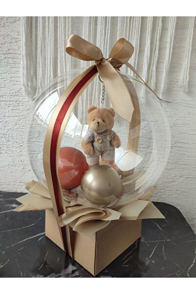büyülücompany Büyülü Balon-Erkek Ayıcık Balon Yıldönümü Doğum Sevgililer Günü Yenidoğan Balonlu Hediye Kutusu