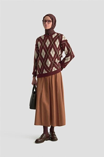 Armine Dikişli Süet Etek 25K1924 Camel