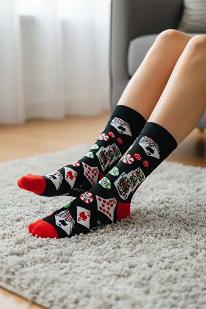 CANMODA Șosete cu model de poker (potrivite pentru mărimea 36-44)