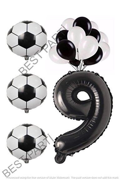 İSTOÇ PARTİ Black and White Soccer Ball Foil Balloon Number Set Age 9