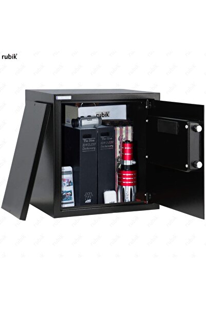 RUBIK Safe Box, Digital Lock with Key, 40x38x30cm, Black (RB-40EGX)