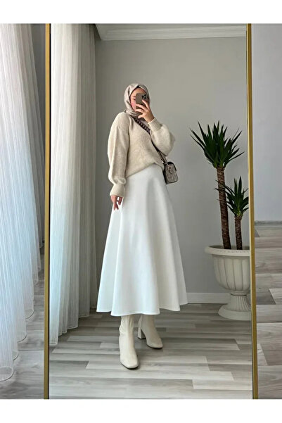 RIMFIS Women's Puff Scuba Hijab Flared Skirt