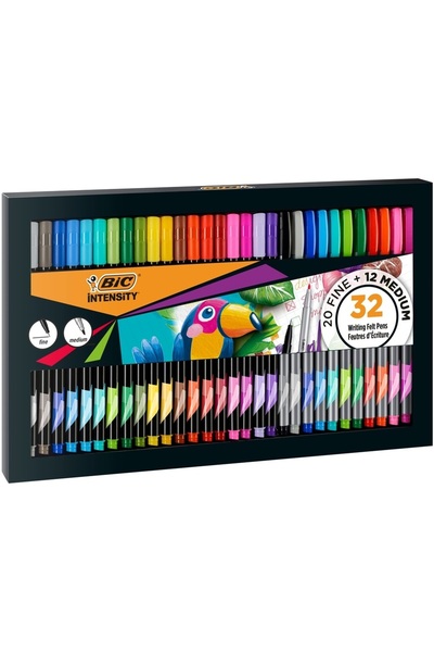 Bic Intensity liner set, 20 fine liners, 12 medium liners