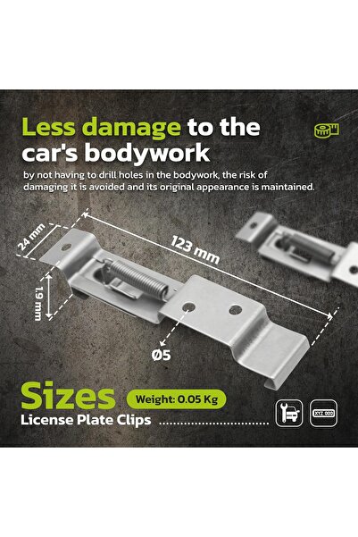 zola Slim license plate holder, invisible, frameless, springs, adjustable length 10.5-12 cm,