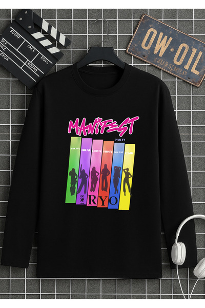 RYO FASHİON Tricou cu mânecă lungă, negru, model-1, grupul Manifest: LİDYA, M...