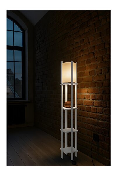 ARTILED Modern Metal Gövdeli-Raflı Dekoratif Ayaklı Lambader – 22x22x145