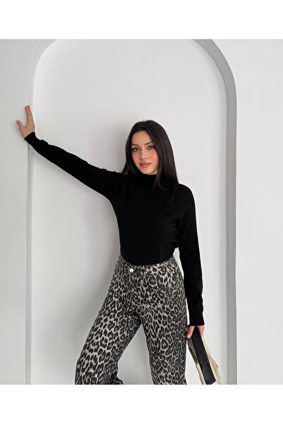 b buhari bykoc Half Fisherman Soft Textured Cashmere Long Sleeve Knitwear Sweater