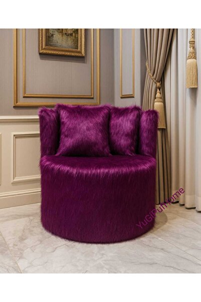 Morfoni Tekli Peluş Berjer Mor - Mor Renk Peluş Berjer