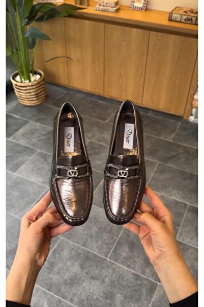 DİVA Πλατινένιο ζαρωμένο ύφασμα Με αγκράφα Γυναικείο καθημερινό Μπαλαρίνα