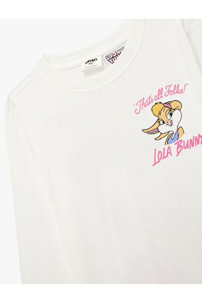 Koton Lola Bunny Licensed Long Sleeve Crew Neck T-Shirt with Printed on the Back