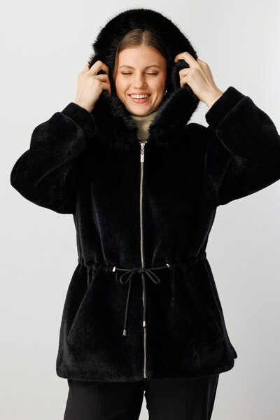 Ekol Yakası Kürklü Peluş Kaban