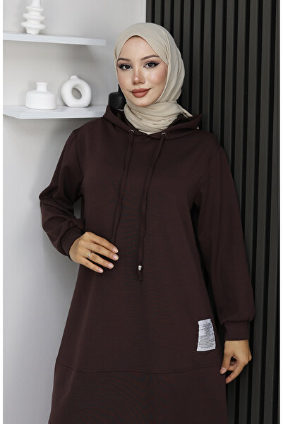 sefamerve Premium Fabric Embroidered Double Hijab Set 0211-02 Brown