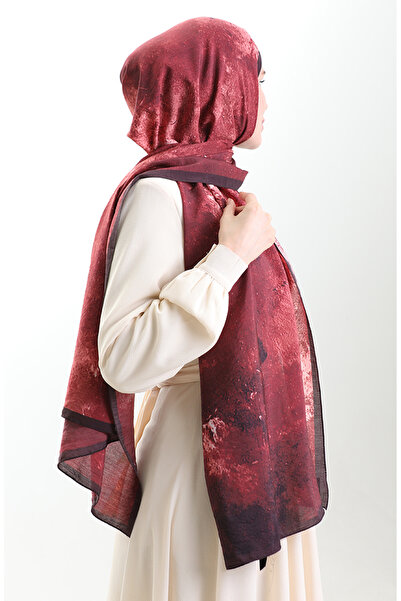 sefamerve Karaca natural fiber shawl 82010-11 plum burgundy