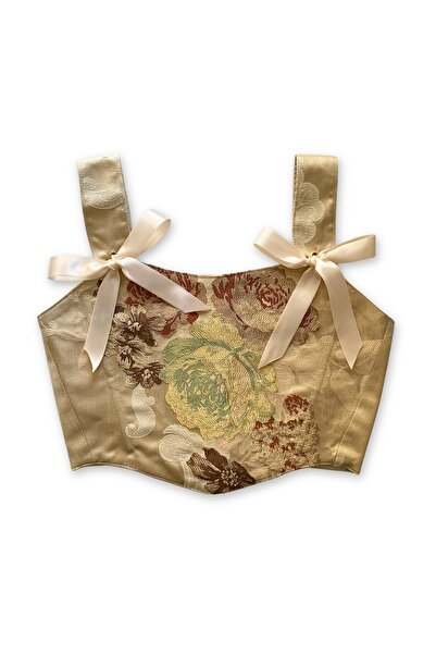 L'Aura Corset Vintage Çiçek Desenli Gündelik Korse Büstiyer