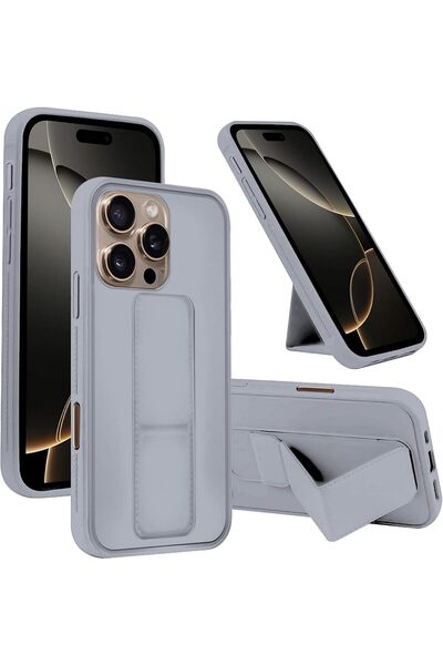 Margoun iPhone 16 Pro Case with Finger Grip and Magnetic Kickstand (Grey)