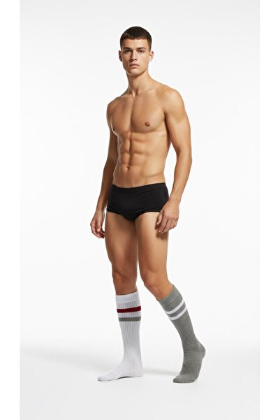 Plus Scorpion Чоловічі спортивні шкарпетки, набір з 2 пар – бавовняні, дихаючі, еластичні, у смужку