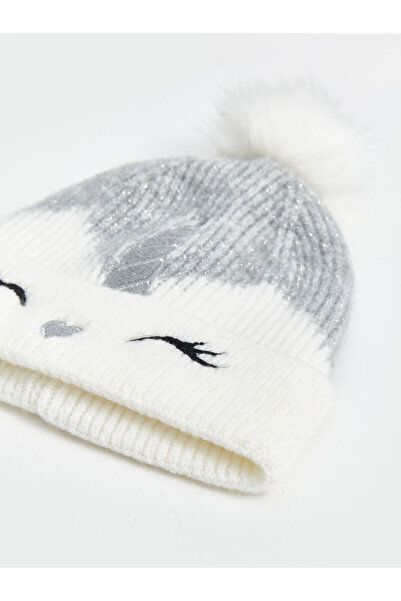 LC Waikiki LCW ACCESSORIES Pompom Detaillierter Schal und Mütze für Mädchen