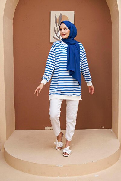 Hülya Keser Renkli Sweatshirt - Saks Mavi
