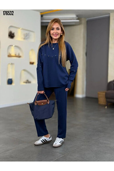 Modayakamoz Yeni Sezon İnci Detaylı Kadın İkili Takım Modal Kumaş Konforlu Takım Elbise