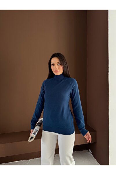 b buhari bykoc Half Fisherman Soft Textured Cashmere Long Sleeve Knitwear Sweater