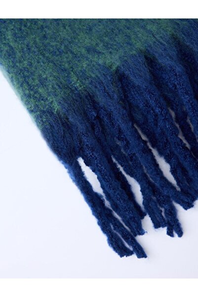 Jimmy Key Navy Blue Soft Textured Tassel Scarf