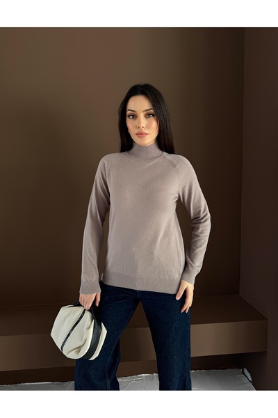 b buhari bykoc Half Fisherman Soft Textured Cashmere Long Sleeve Knitwear Sweater