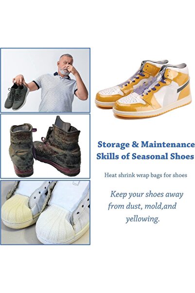 GENERAL Heat-Shrink Shoe Bags - 100 PCS Transparent PVC, Odorless, Moisture-Resistant, 28×45 cm