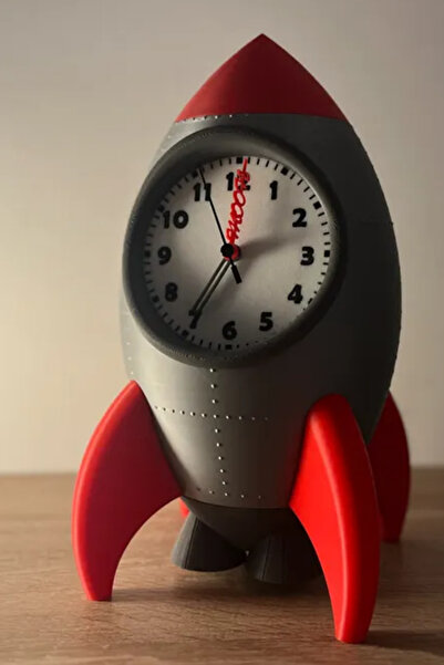 Genç 3D Rocket Clock Moon | Uzay Temalı Dekoratif Saat | Çocuk Odası ve Masa ...